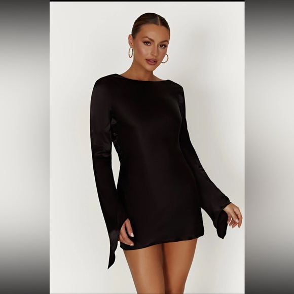 Meshki Davina Satin Long Sleeve Mini Dress - Picture 2 of 2